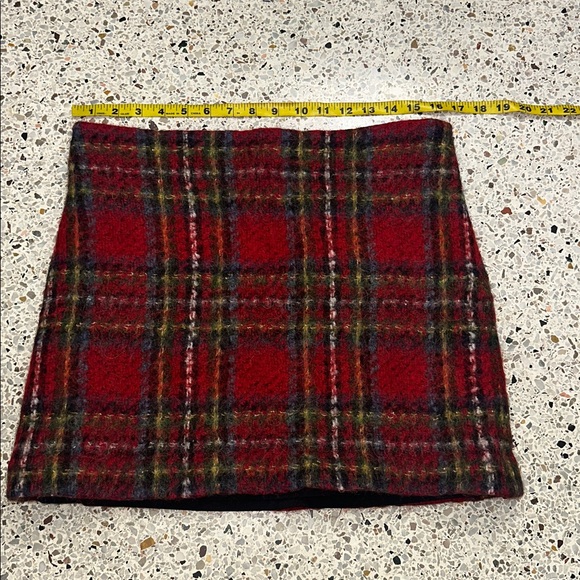 Ralph Lauren Italian wool blend tartan red green plaid Christmas mini skirt 10 - Picture 5 of 5